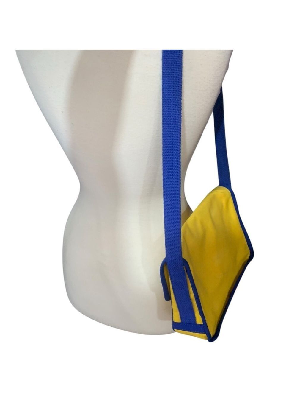 Vntg 80’s Etienne Aigner yellow and blue canvas shoulder bag- rare - Picture 6 of 10